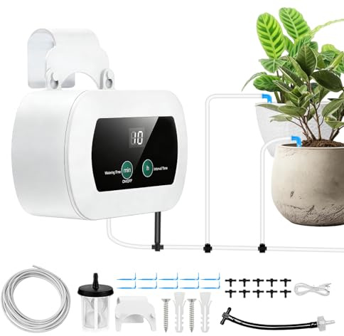 Sistema de riego automático de riego 10 plantas en maceta, riego por goteo en interiores, manguera de 10 m, 10 goteros, sistema de riego inteligente para habitaciones, balcón, jardín