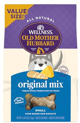 Wellness Old Mother Hubbard Classic Original Mix Dog Biscuits, Natural Training Treats, 4 Flavors, Small Size, 3.8 lb Bag