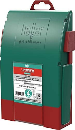 Heller Tools 1418 4POWER SDS-plus Hammerbohrer mit 4 Schneiden Set 7-tlg, Grau, Ø 5/6/6/8/8/10/12 mm