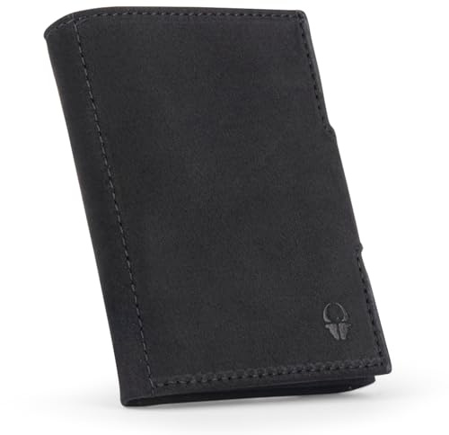 DONBOLSO Wallety NextGen - Vintage Schwarz - Klassische Geldbörse mit S-Münzfach - Leder Brieftasche für Herren im Slim Design - Kompakte Männerbörse für Alltag, Reise und Hosentasche