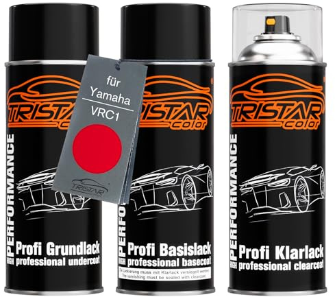 TRISTARcolor Motorcykellack sprayburkar för Yamaha VRC1 Red Perl + klarlack