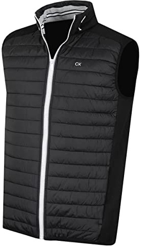 Calvin Klein 2026 golfväst hybrid halsvärmare för män, Svart/silver, S