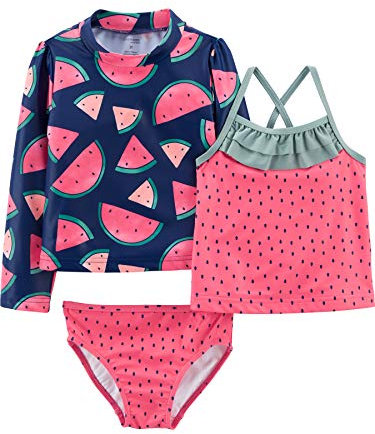 Simple Joys by Carter's Baby-Mädchen 3-Piece Assorted Rashguard Rash-Guard-Set, Wassermelone, 5 Jahre