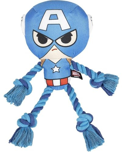 Cerdá Life's Little Moments – Captain America hundrep leksak – hundleksaker oförstörbara – hundleksaker för medelstora hundar och stora hundar – tuffa hundleksaker, officiell Marvel-licensierad
