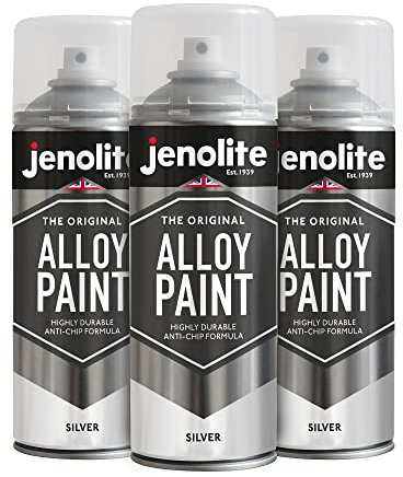 JENOLITE Peinture pour jantes en alliage | ARGENT | Rénover et restaurer les alliages automobiles | Résistant à la corrosion et aux éclats de pierre | 3 x 400ml