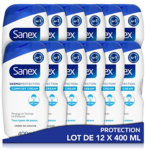 SANEX- Dermo Protection Gel douche formule-Pour Toute la Famille*-Développée Avec des Dermatologues-Nettoie En Douceur, Hydrate & Protège-Rend La Peau Plus Résistante -Rétablir Le pH -Lot de 12 X 400m