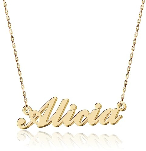 UMAGICBOX Collana Personalizzata con Nome - In Acciaio Inox 316, Placcato Oro 18K, Artigianale, 14 Stili di Caratteri e 4 Colori a Scelta - Imballaggio Elegante, Acciaio inossidabile, Nessuna pietra