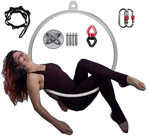 CMYUN Aerial Hoop Ring Akrobatischer Luftreifen/Lyra-Hoop, Metallkunst-Tanz-Yoga-Ringe für Erwachsenes Kind, Gym Lyra Ring Set Gymnastik Fitnessgeräte, 80/90/95cm (Size : Diameter-100cm(39 3/8))