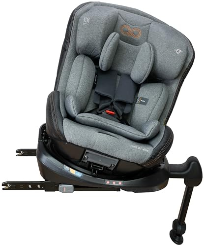 Casualplay Silla de coche Revol XL Isize giratoria con isofix y pata de apoyo, grupo 0 1 2 3 de 0 a 12 años o de 40 a 150 cm altura y dispositivo protección lateral SPS, light grey