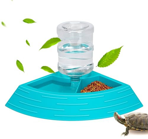 Nobleza - Schildkröten Wasserschale, Fressnapf Schildkröten Reptilien Fütterung Nahrungsschale Wasser Schüssel, Automatisierte Futterspender Plastik Trinkschale Eidechse (Blau, Größe L)