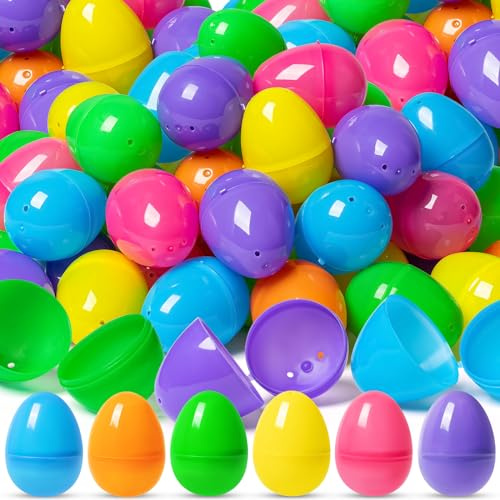 Duchong 2.4 Fillable Plastic Eggs, 50 PCS Easter Egg Bulk in 6 Colors, Hinged Eggs for Easter Egg Hunt, Surprise Eggs, Basket Stuffers Fillers, Party Favor for Kids