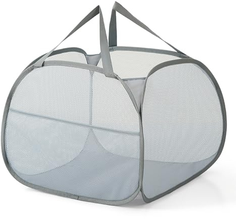 KIAYOO Panier à Linge Pliable, Corbeilles à Linge Pop Up Laundry Baskets Sac à Linge,Paniere a linge sale avec Manipuler pour Salle de bain Chambre à coucher Buanderie Chambre d'enfant Voyage, Gris