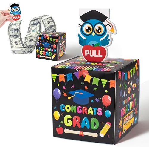 Xqumoi Kindergarten Graduation Money Box for Cash Gift - Pre-K Congrats Grad Money Box with Pull Out Card Transparent Bags DIY Surprise Explosion Holder Grad Party Supplies Creative Way to Give Cash
