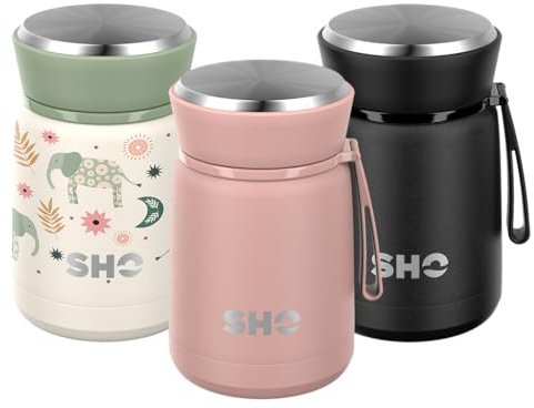 SHO Food Flask - Vacuum Insulated, Double Walled Stainless Steel Food Flask & Food Container - 10 Hours Hot & 20 Hours Cold - 530ml 800ml - BPA Free (Dusty Rose, 530ml)