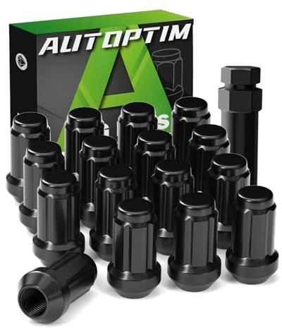 AUTOPTIM M10x1.25 ATV Lug Nuts - 16 Pcs Black 6 Spline Nuts with Socket Key