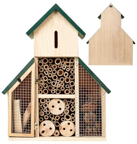 Hotel de abejas | Hotel mariquita de madera para colgar – Casa decorativa multihábitats para patio, cobertizo de jardín para mariquitas, abejas