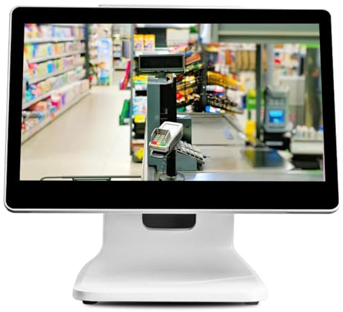 Registratore di cassa touch, registratore di cassa Pos, registratore di cassa con CPU N2840 touch screen da 15,6 pollici, RAM da 4 GB, SSD da 64 GB, Windows 10 per vendita al dettaglio, ristorante