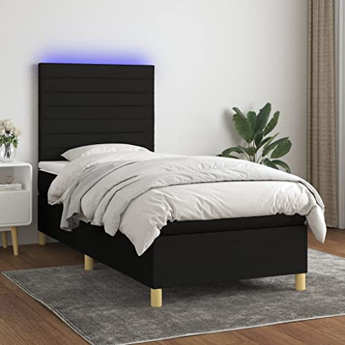 qohoio Boxspringbett mit Matratze & LED Bett Boxspringbett Bett Mit Matratze Polsterbett Schlafzimmer MöBel Schwarz 100x200 cm Stoff - 3135495
