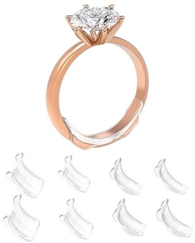 FDCGAS 8pcs réducteurs de bague invisibles, transparent ajusteurs de taille de bague invisibles pour bagues lâches, ajusteurs de taille de bague adaptés aux bagues lâches de différentes