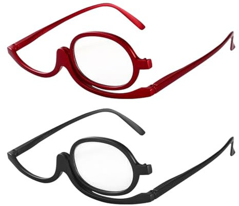 atnayo 2 Pcs Make Up Glasses, Flip-Down Single Lens Magnifying Makeup Glasses (+2.50)