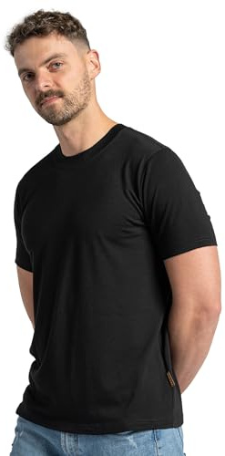menique 100 % merino ull t-shirt män funktionell skjorta löpskjorta vandring resa undertröja termobasskikt andas kortärmad sportskjorta, svart, XXL