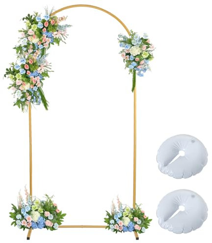 Arco di nozze da 1,8 m, supporto quadrato in metallo dorato ad arco da giardino, decorazione floreale per matrimoni, cerimonie, compleanni, baby shower (oro, 0,8 x 1,8 m)