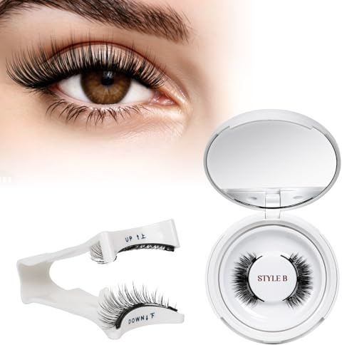 Faux Cils Magnetique，Cils Magnetique Naturel Réutilisables avec Applicateur, Aucune Colle Nécessaire QUEWEL Faux Cils Magnetique facile à porter et à enlever avec instructions (B-09)