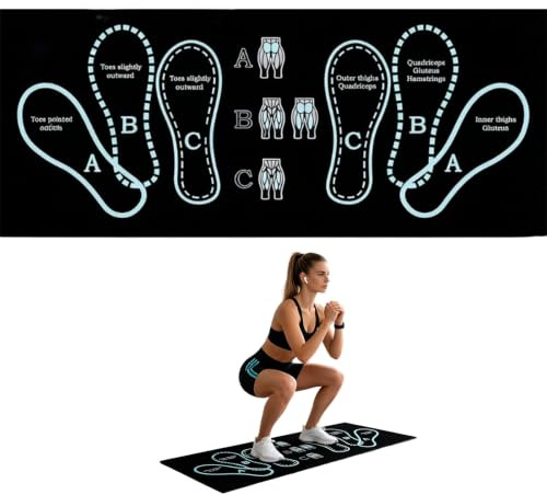 Black Anti-Slip Squat Mat - Thick Exercise Mats for Home Workout | Yoga mats for women with foot position design, shock pilates mat, 35X80cm yoga matt, gym mats for home shock and gym.