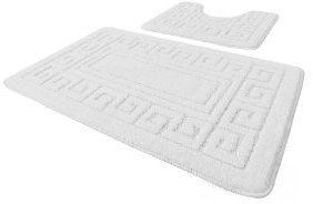 EDS rutschfeste Badematte im griechischen Stil, Bademattenset 2-teilig, enthält 1 Badematte (50 x 80 cm) und einen WC-Vorleger (50 x 40 cm)