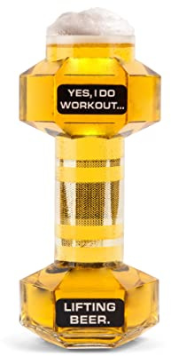 BigMouth Inc. The Dumbbell Beer Glass, Novelty Beer Drinking Glass, 24 Oz