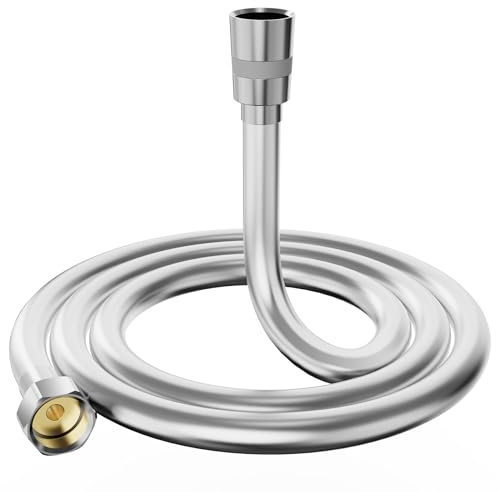 Tubo Doccia Flessibile Doccia 1.5M, YUANNY Tubo Doccia in PVC Anti-Torsione Anti-Piega, Raccordi in ottone, Connettori Universali G1/2