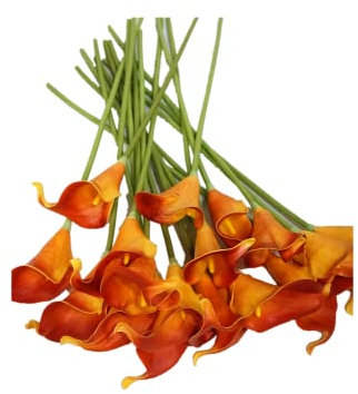 Sweet Home Deco Seidenblumen in Orange, Künstliche Hortensien Rosen Gänseblümchen Blumenstrauß, Herbstblumen, Hochzeitsfeier in Orange (Orange-Calla-Lilienstrauß)