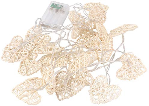 PRETYZOOM Valentines Day Decoration Rattan Heart String Lights Battery Operated Twinkle Fairy Lights for Kids Bedroom or Party Decoration
