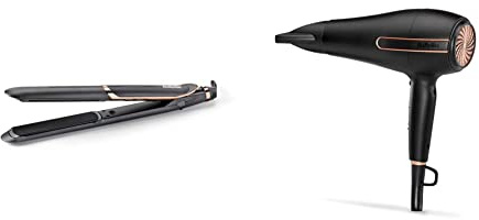 BaByliss Smooth Pro 235 Straightener, Black & Super Power 2400 Hair Dryer, Black