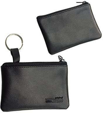 Schlüsseltasche Leder Kunstleder schwarz Damen und Herren Auto-Schlüsseletui Leder Schlüsselmäppchen klein Soft Leder Kunstleder PU schwarz