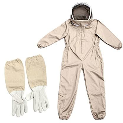 Combinaison d'apiculteur avec gants, vêtement d'apiculteur professionnel respirant avec voile amovible, vêtements d'apiculteur complet en coton, costume d'apiculture pour hommes et femmes, protection