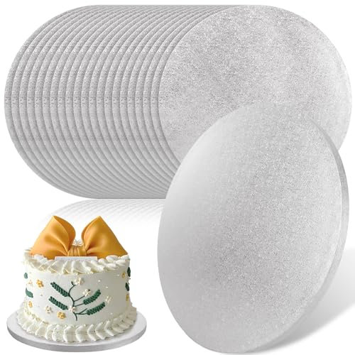 APACALI 20 Stück Tortenunterlage Rund 30 cm Cake Board Runde, Tortenunterlage Rund Wiederverwendbar, Tortenplatte Silber für Transport Kuchen und Torten