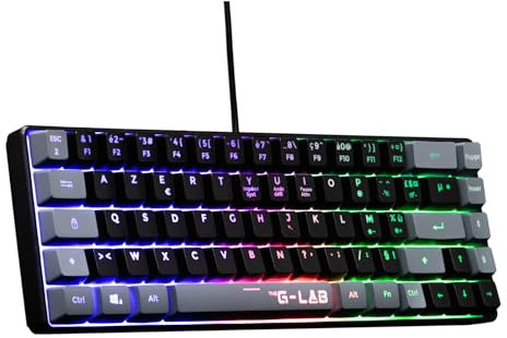 The G-Lab Keyz Hydrogen - Teclado Gaming QWERTY – con Ñ - Teclado para Juegos Semi mecanico - Formato 60%, retroiluminación Multicolor, Silencioso, para PC,PS4,PS5,Xbox