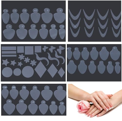 QIUMING 72 Stücke French Nail Schablonenaufkleber Dual-Nagelformen-Aufkleber Nagelverlängerungsspitzen Nagelformen Verlängerungs Gelnägel Nagelformaufkleber für DIY French Nails (Transparent B)