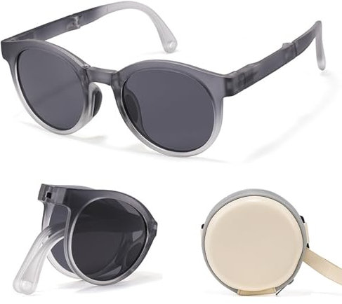 Hifot Faltbar Sonnenbrille Kinder Polarisierte Sportbrille für Jungen Mädchen UV400 Schutz Ultraviolette Silikon Sonnenstrahlen und Brillenputztuch Brillenetuis 3-12 Jahre