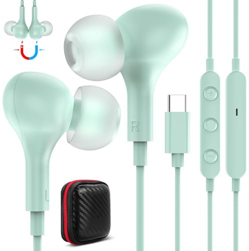 Auriculares USB C para Samsung Galaxy A54 5G A34 A55 A35 A33 A53,Magnéticos Cancelación Ruido Audifonos Tipo C con Cable Micrófono para Google Pixel 9 8 Pro 7a 6 iPhone 15 16 Pro Xiaomi 14 13T iPad