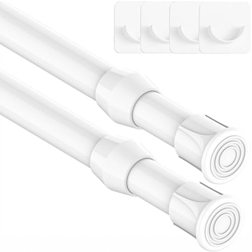 2 pezzi asta di serraggio per tende, asta telescopica per il bloccaggio, asta di tensionamento senza perforazione Asta di tenda estensibile - Bianco,75-95CM(diametro 13mm)