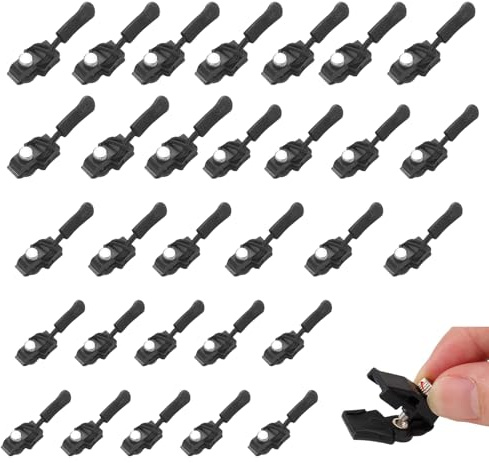 KASESSS 30 Piezas Cremallera Reparación, Reparador Cremallera Universal, Detachable Zipper, Ajustable Zipper Repair Kit, 3 Tamaños Cursor Cremalleras, Reparar Cremalleras para Ropa, Maletas Mochilas