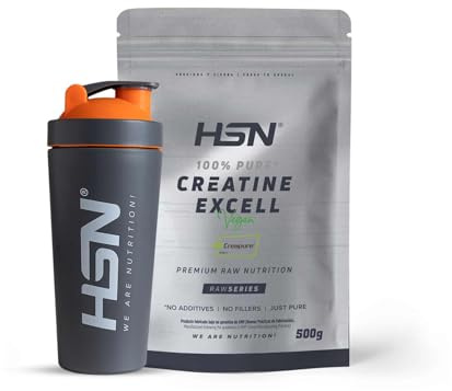 HSN Creatina 100% CREAPURE® in Polvere + SHAKER IN ACCIAIO INOX | Gusto Neutro - 500g | Certificazione di Qualità Garantita: Puro Monoidrato di Creatina Micronizzata Senza Additivi e Priva di Contamin