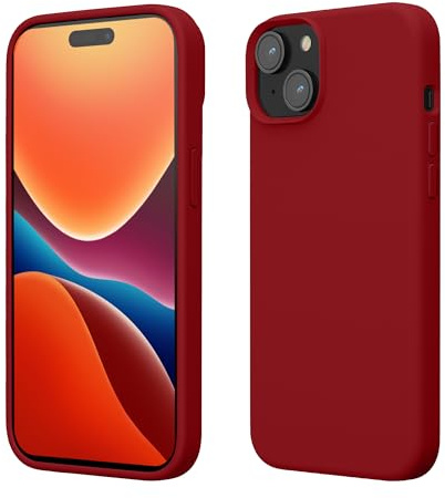 kwmobile Coque pour iPhone 15 Coque - Housse de téléphone Fine en Silicone avec Surface Douce et Anti-Choc - rhubarbe