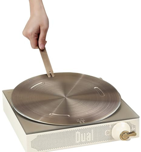 Welhammsae Adattatore Induzione, Piastra di Conduzione del Calore, Piastra di Diffusione del Calore per Cottura a Induzione con Manico Rimovibile per Fornello a Gas e Fornello Elettrico, 16cm