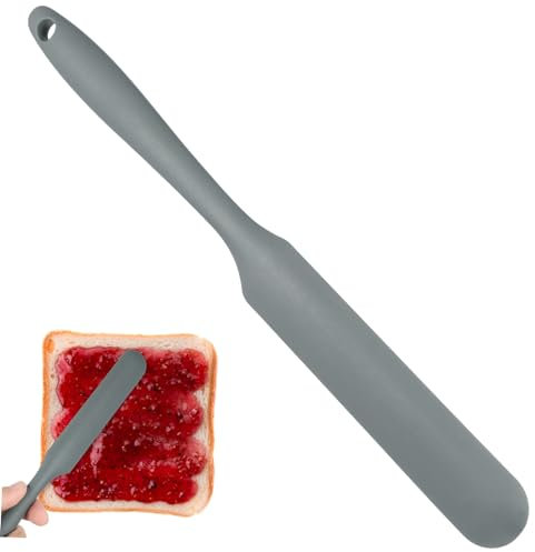 Didiseaon Silicone Butter Spatula Small Gray Multi-Function Wear-Resistant Baking Spreader Ergonomic Portable Cake Spatula for Kitchen and Bakery Use