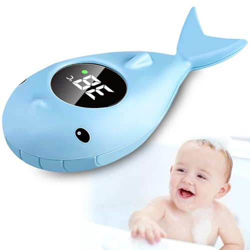 WIYETY Thermomètre de bain numérique pour bébé : thermomètre numérique pour baignoire avec voyant d'avertissement LED, fonction d'alerte de température pour jouer dans la baignoire et se baigner en