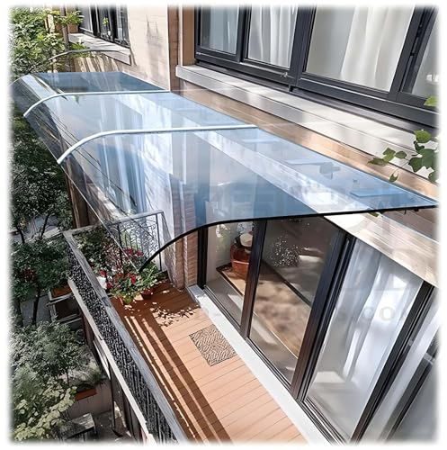 Marquesina para Puertas Exterior, Toldo Cubierta de Policarbonato,Techado para Entrada Transparente, Balcon Ventana Protección UV, Lluvia, Nieve, Luz Solar 40cm~500cm