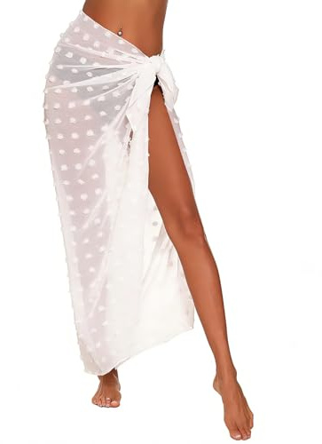 ZUIMEIHQH Sarongs for Women, Beach Cover Up, Long Sexy Beachwear Bikini Cover Up Lightweight Wrap Sarong for Swimming Pools Beaches (White)